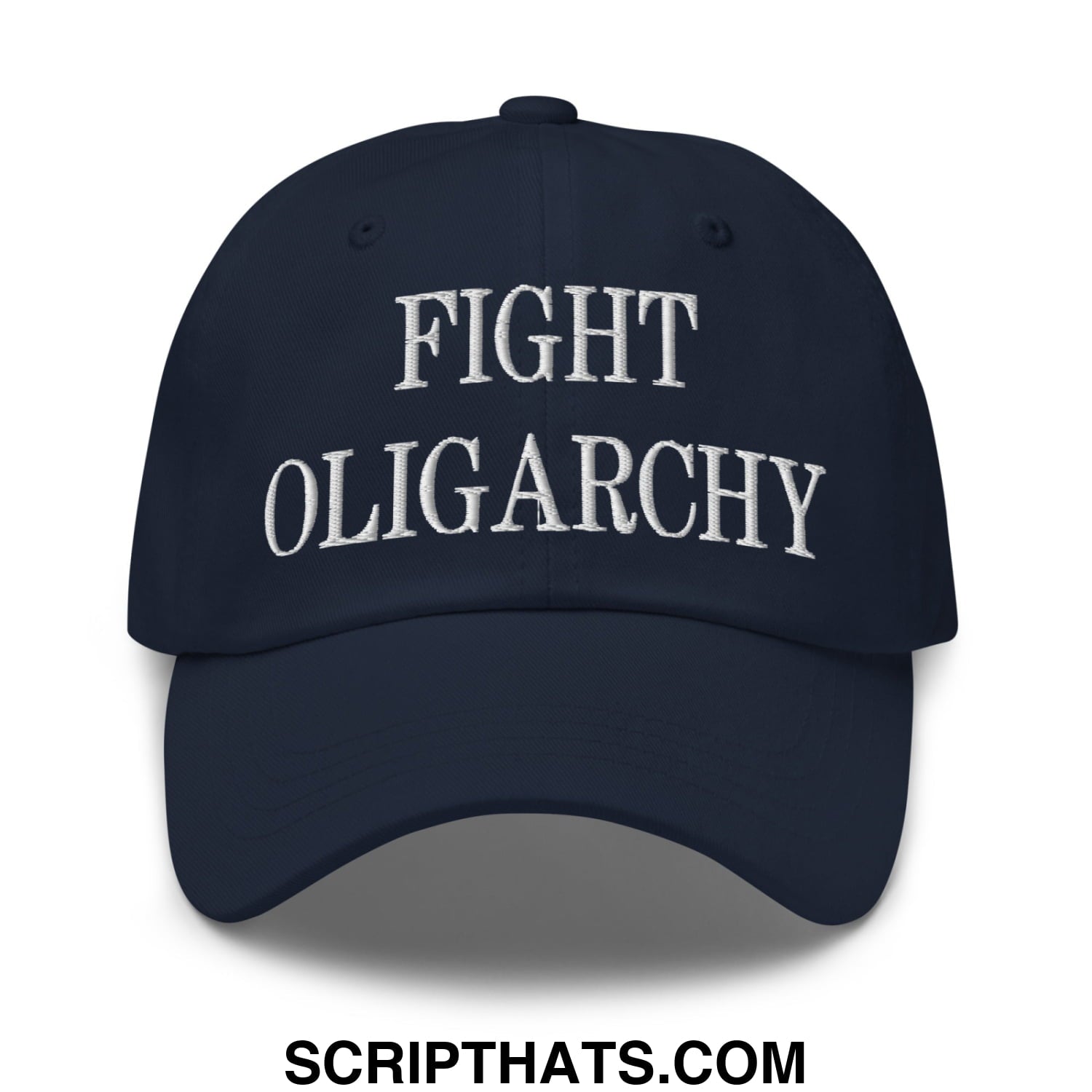 Fight Oligarchy Embroidered Unstructured Dad Hat Navy