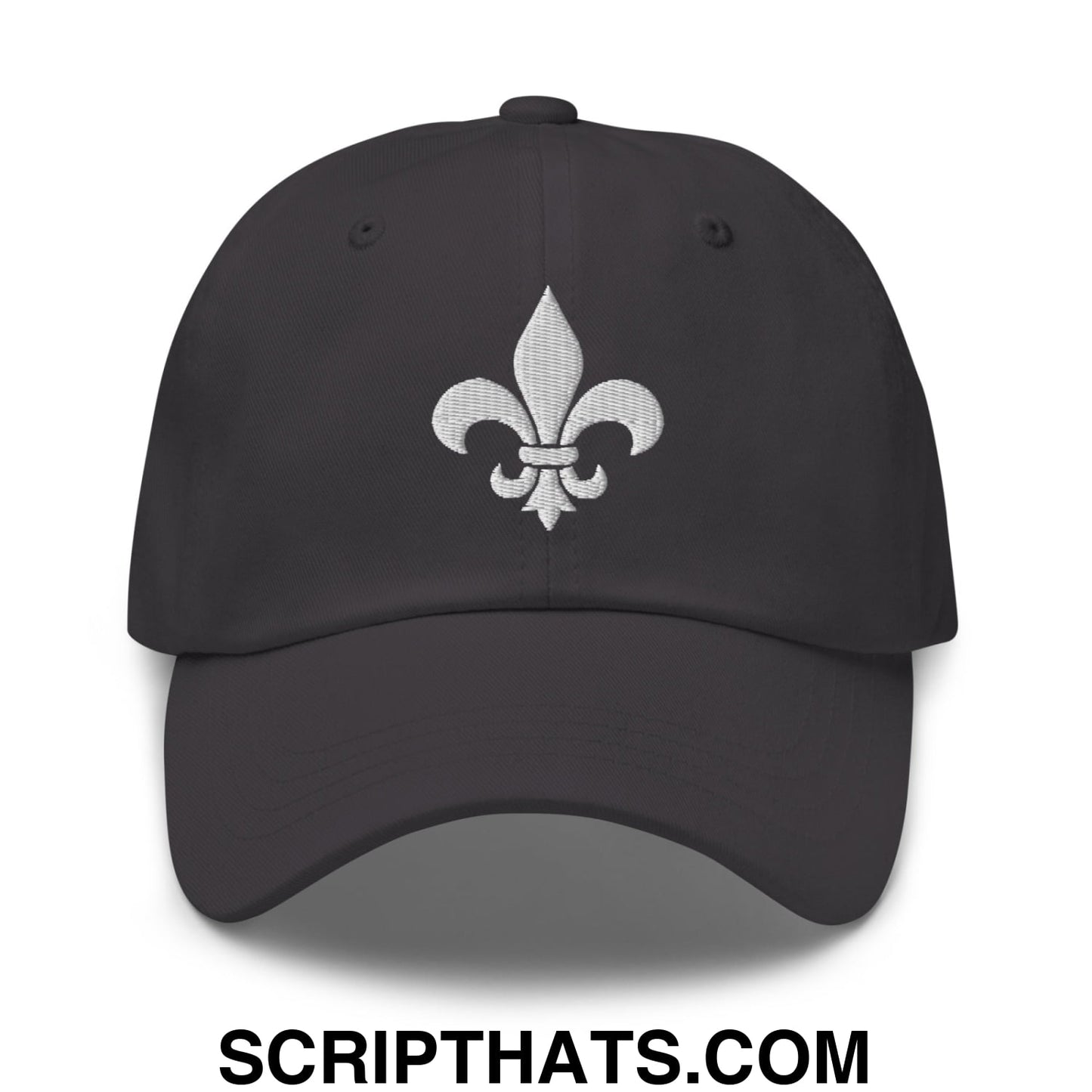 Fleur De Lis Mardi Gras Embroidered Unstructured Dad Hat Dark Grey