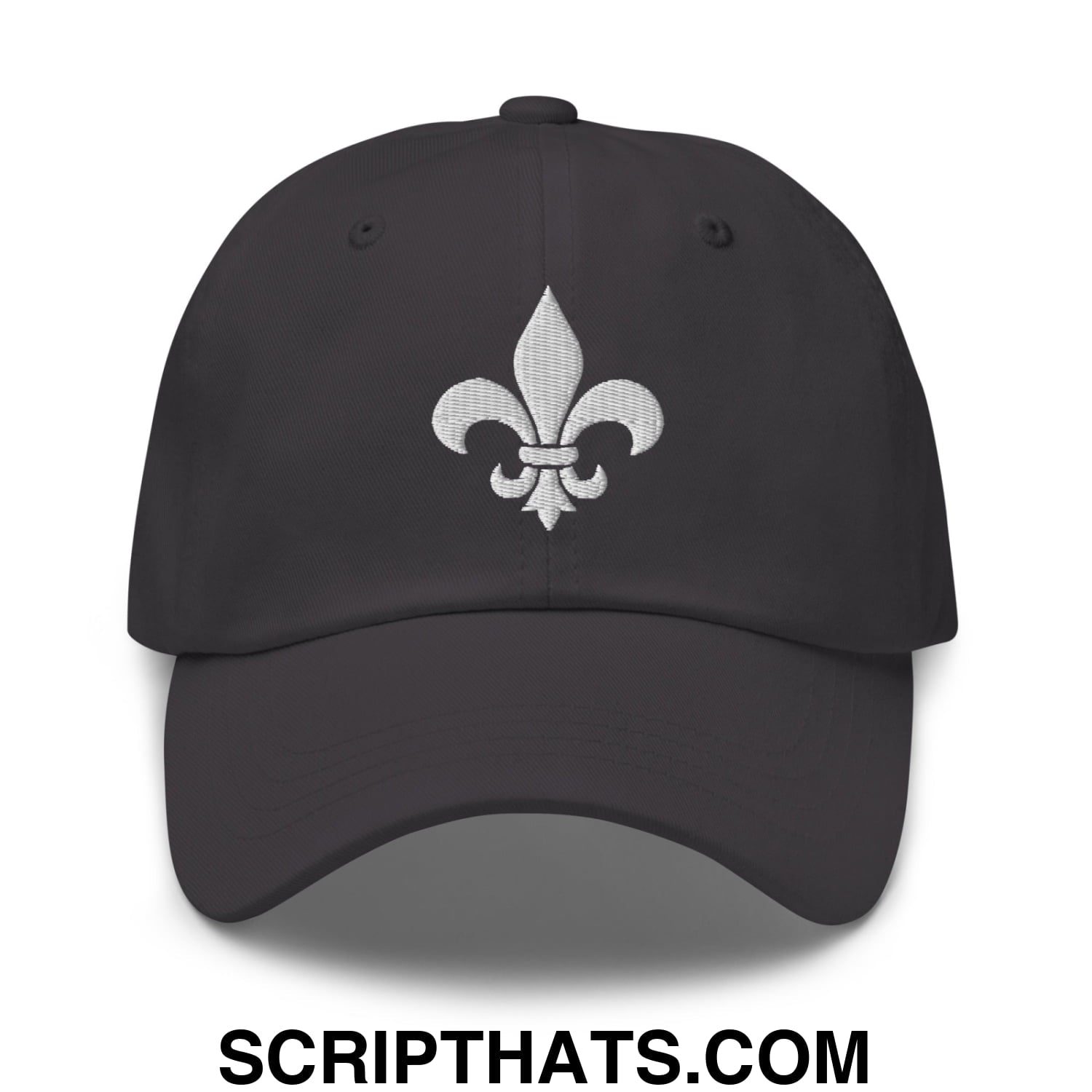 Fleur De Lis Mardi Gras Embroidered Unstructured Dad Hat Dark Grey