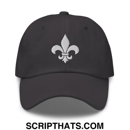 Fleur De Lis Mardi Gras Embroidered Unstructured Dad Hat Dark Grey