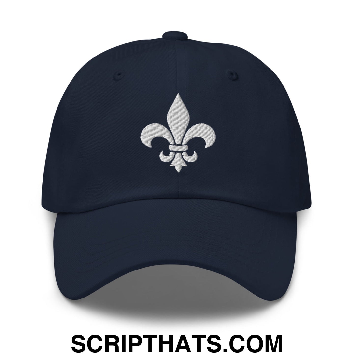 Fleur De Lis Mardi Gras Embroidered Unstructured Dad Hat Navy