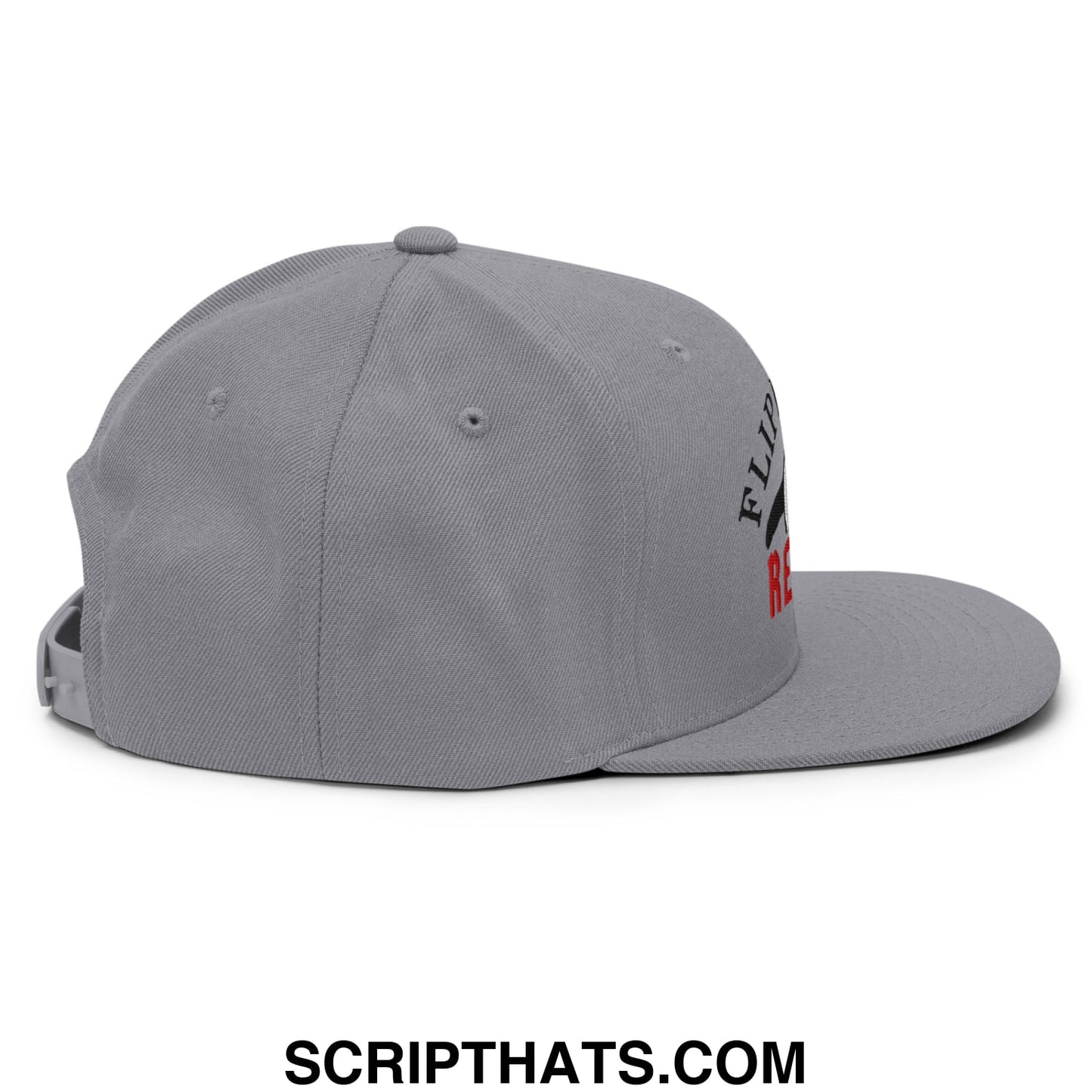 Flippers Up Resist Penguin Embroidered Flat Bill Brim Snapback Hat Silver