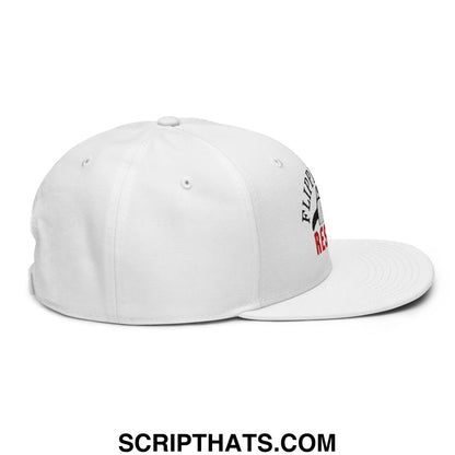 Flippers Up Resist Penguin Embroidered Flat Brim Bill Snapback Hat White