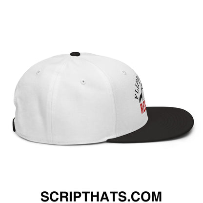 Flippers Up Resist Penguin Embroidered Flat Brim Bill Snapback Hat Black White White