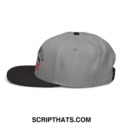 Flippers Up Resist Penguin Embroidered Flat Brim Bill Snapback Hat Black Gray Gray