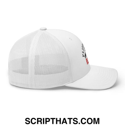 Flippers Up Resist Penguin Embroidered Mesh Trucker Hat White
