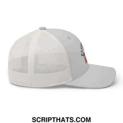Flippers Up Resist Penguin Embroidered Mesh Trucker Hat Silver
