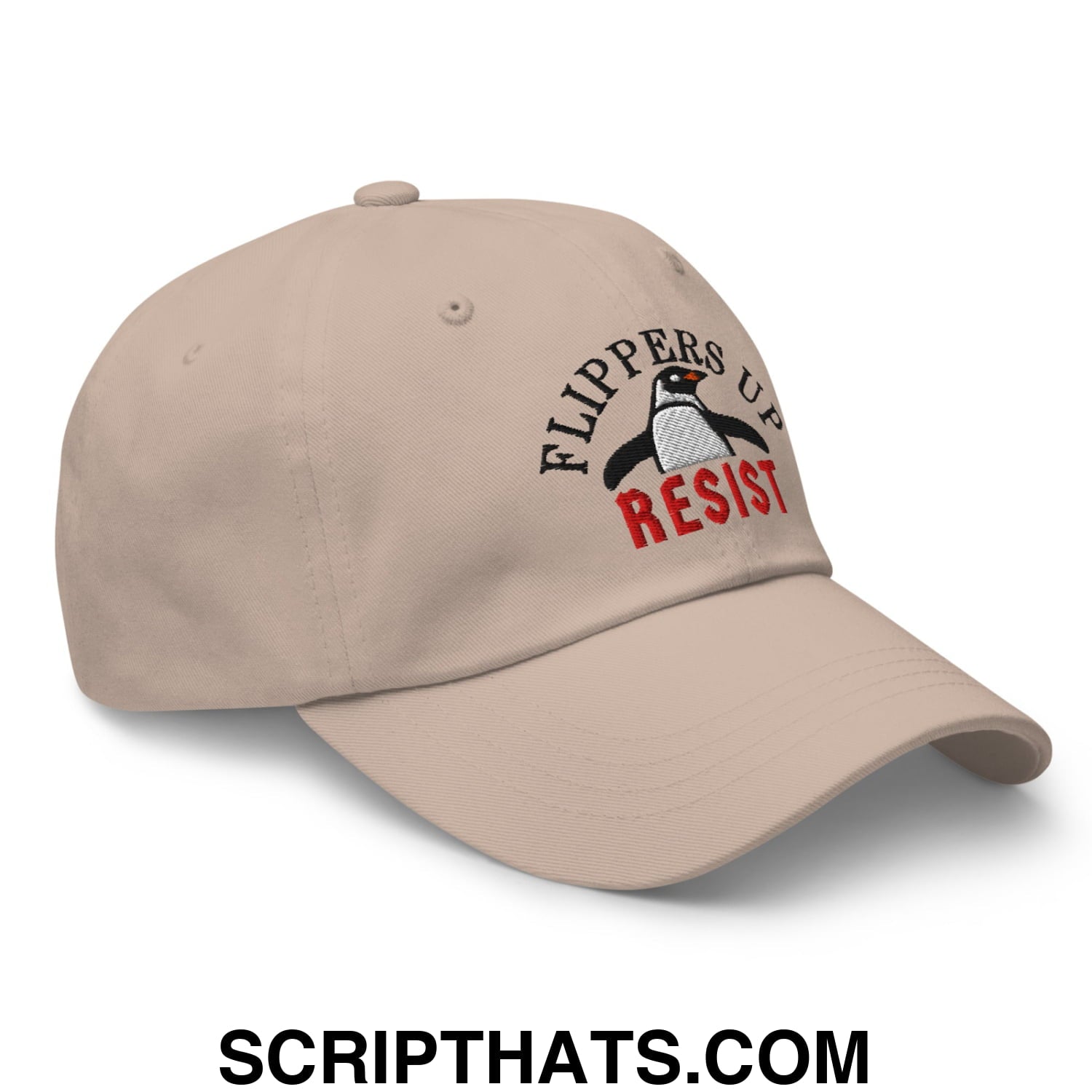 Flippers Up Resist Penguin Embroidered Unstructured Dad Hat Stone