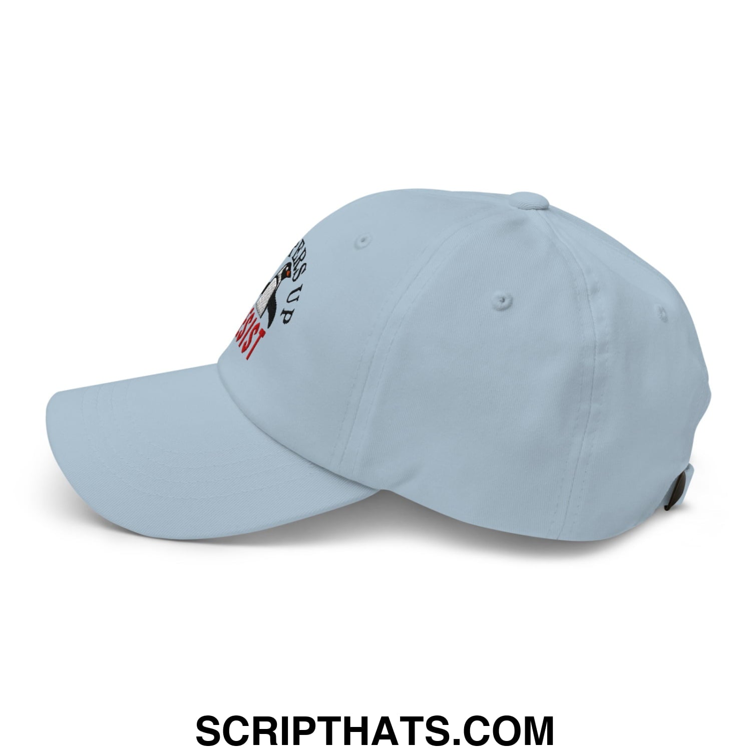 Flippers Up Resist Penguin Embroidered Unstructured Dad Hat Light Blue