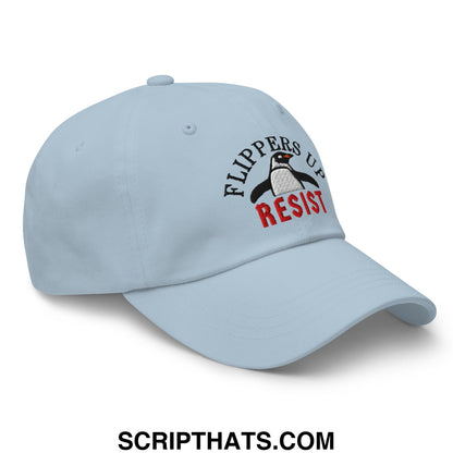 Flippers Up Resist Penguin Embroidered Unstructured Dad Hat Light Blue