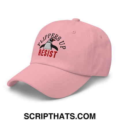 Flippers Up Resist Penguin Embroidered Unstructured Dad Hat Pink