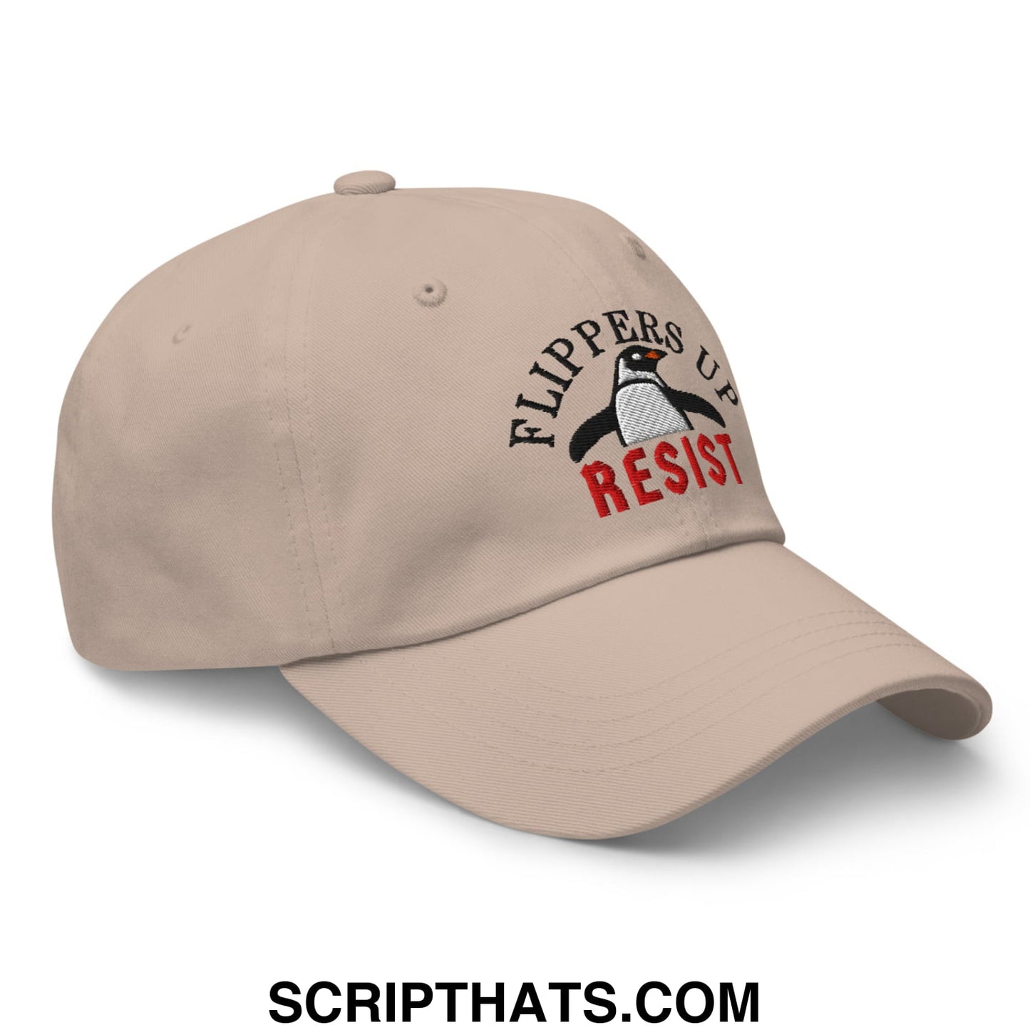 Flippers Up Resist Penguin Embroidered Unstructured Dad Hat Stone