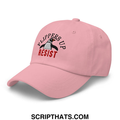 Flippers Up Resist Penguin Embroidered Unstructured Dad Hat Pink
