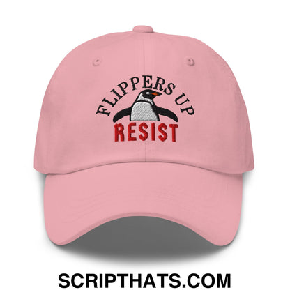 Flippers Up Resist Penguin Embroidered Unstructured Dad Hat Pink