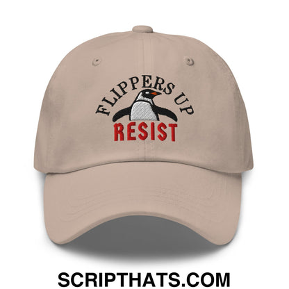 Flippers Up Resist Penguin Embroidered Unstructured Dad Hat Stone