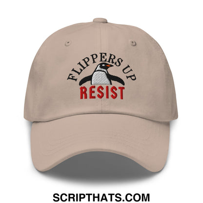 Flippers Up Resist Penguin Embroidered Unstructured Dad Hat Stone