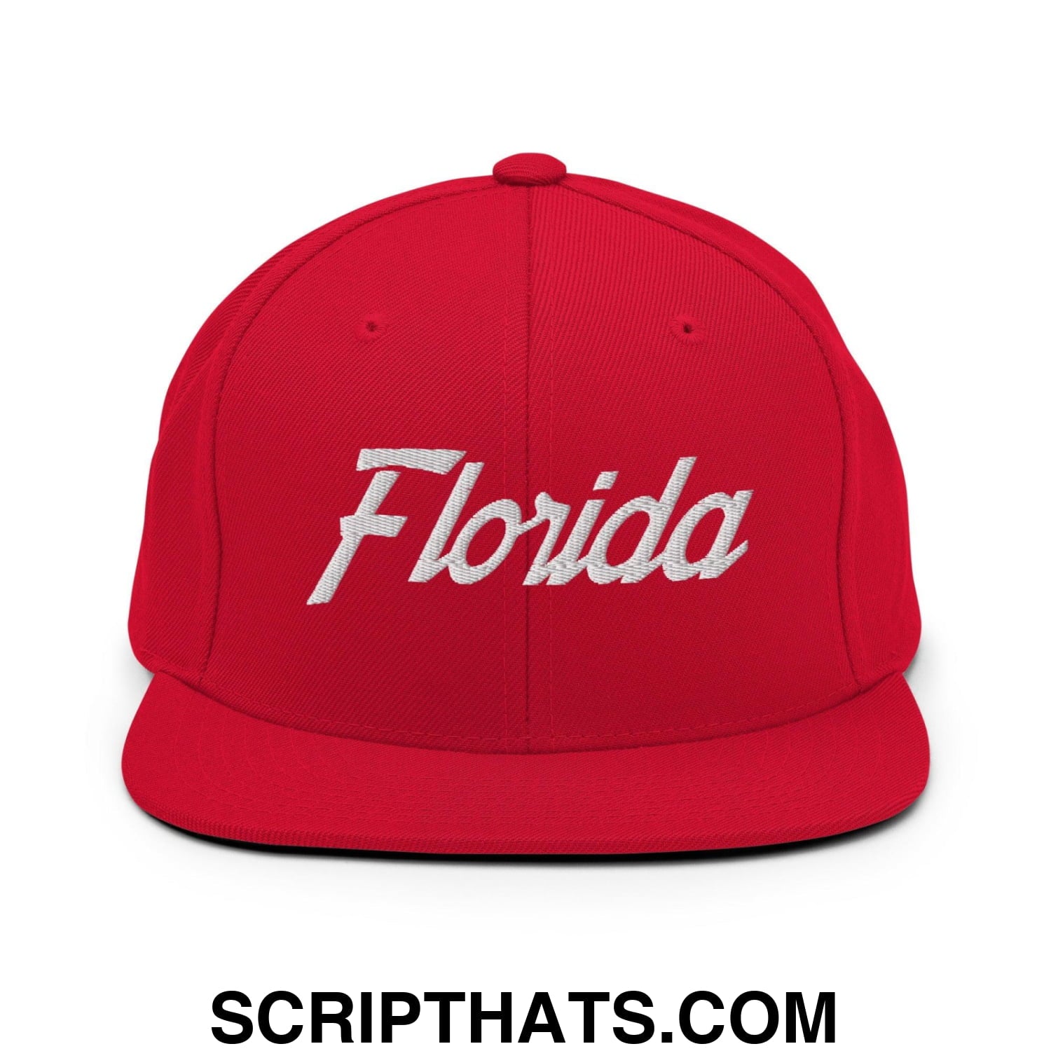 Florida Hockey II Vintage Sports Script Snapback Hat Red
