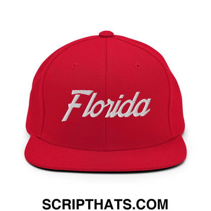 Florida Hockey II Vintage Sports Script Snapback Hat Red