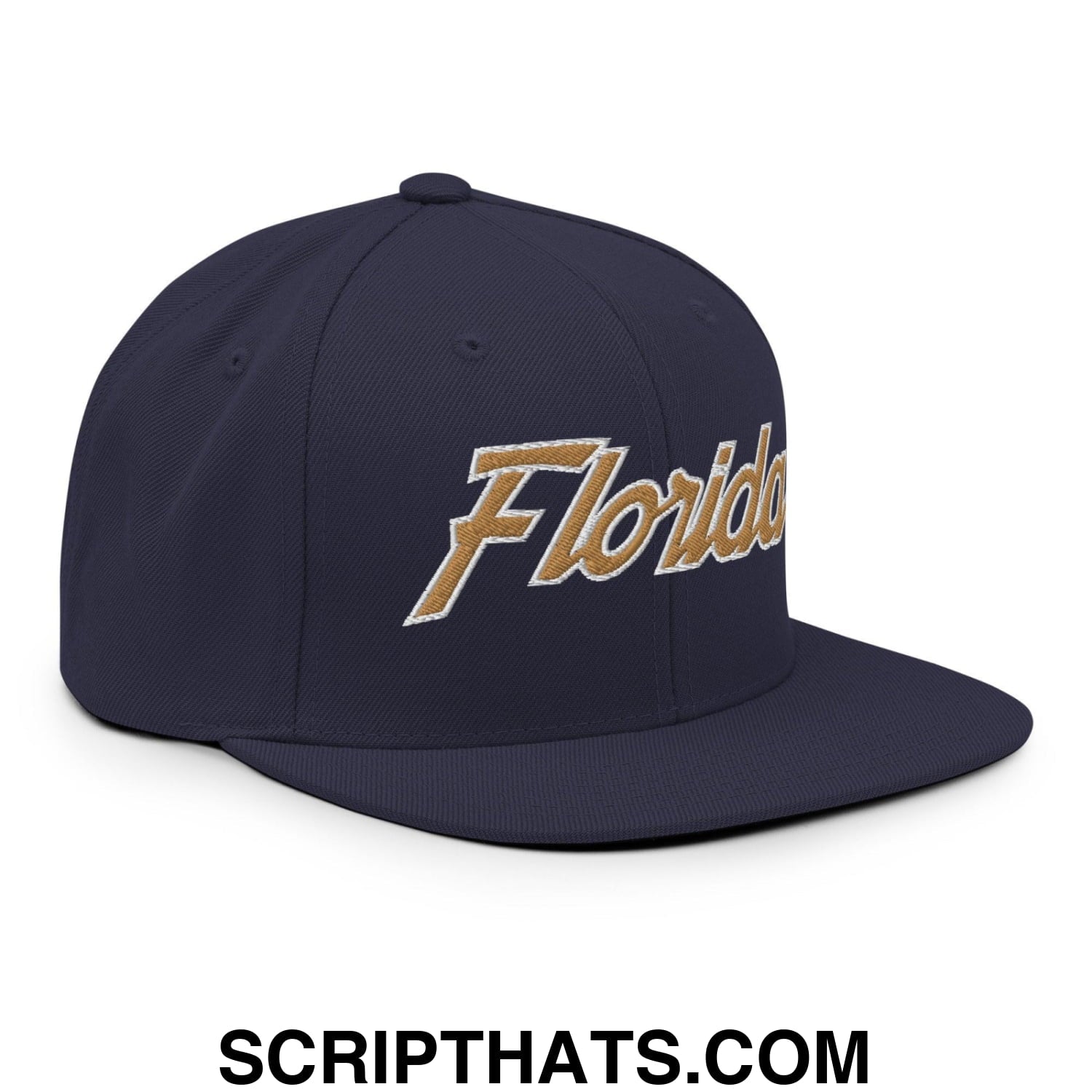 Florida Hockey III Vintage Sports Script Snapback Hat Navy