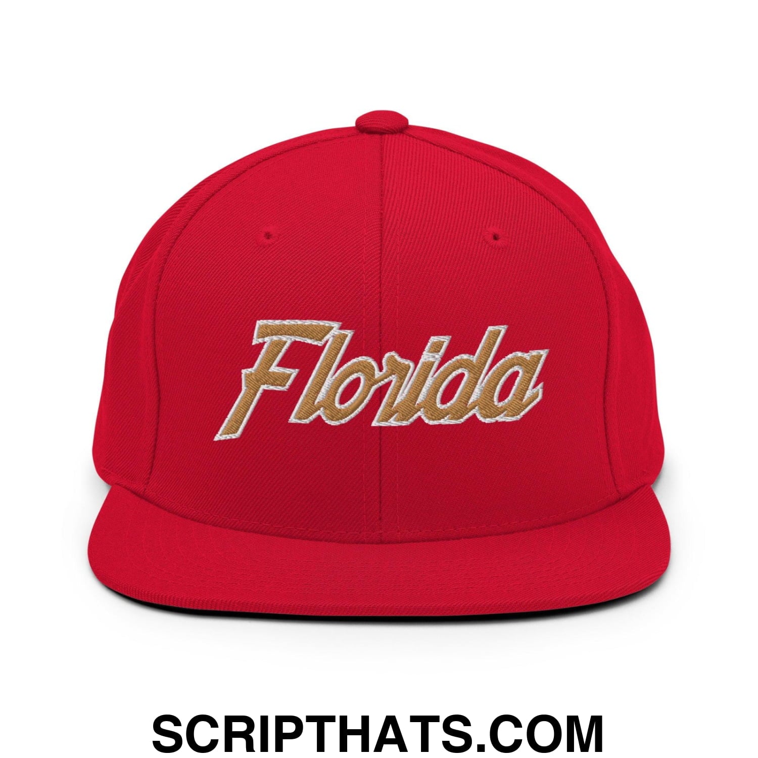 Florida Hockey III Vintage Sports Script Snapback Hat Red