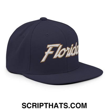 Florida Hockey IV Vintage Sports Script Snapback Hat Navy