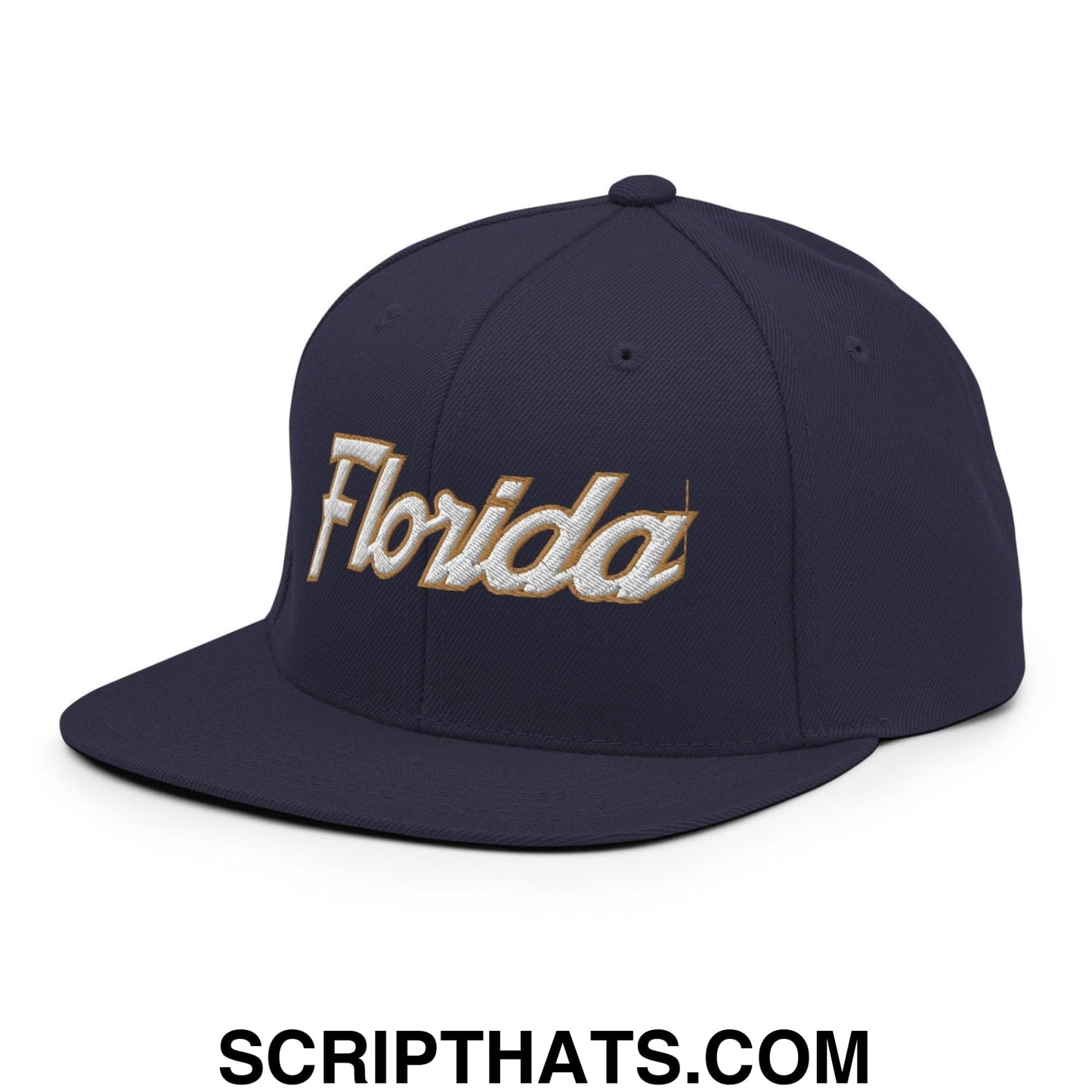 Florida Hockey IV Vintage Sports Script Snapback Hat Navy