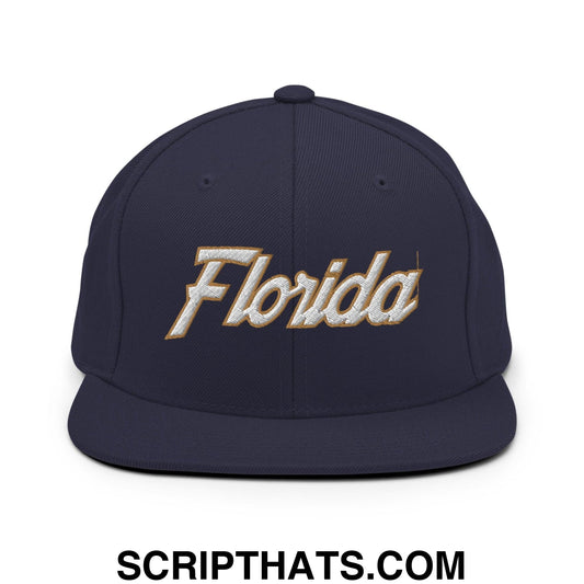 Florida Hockey IV Vintage Sports Script Snapback Hat Navy
