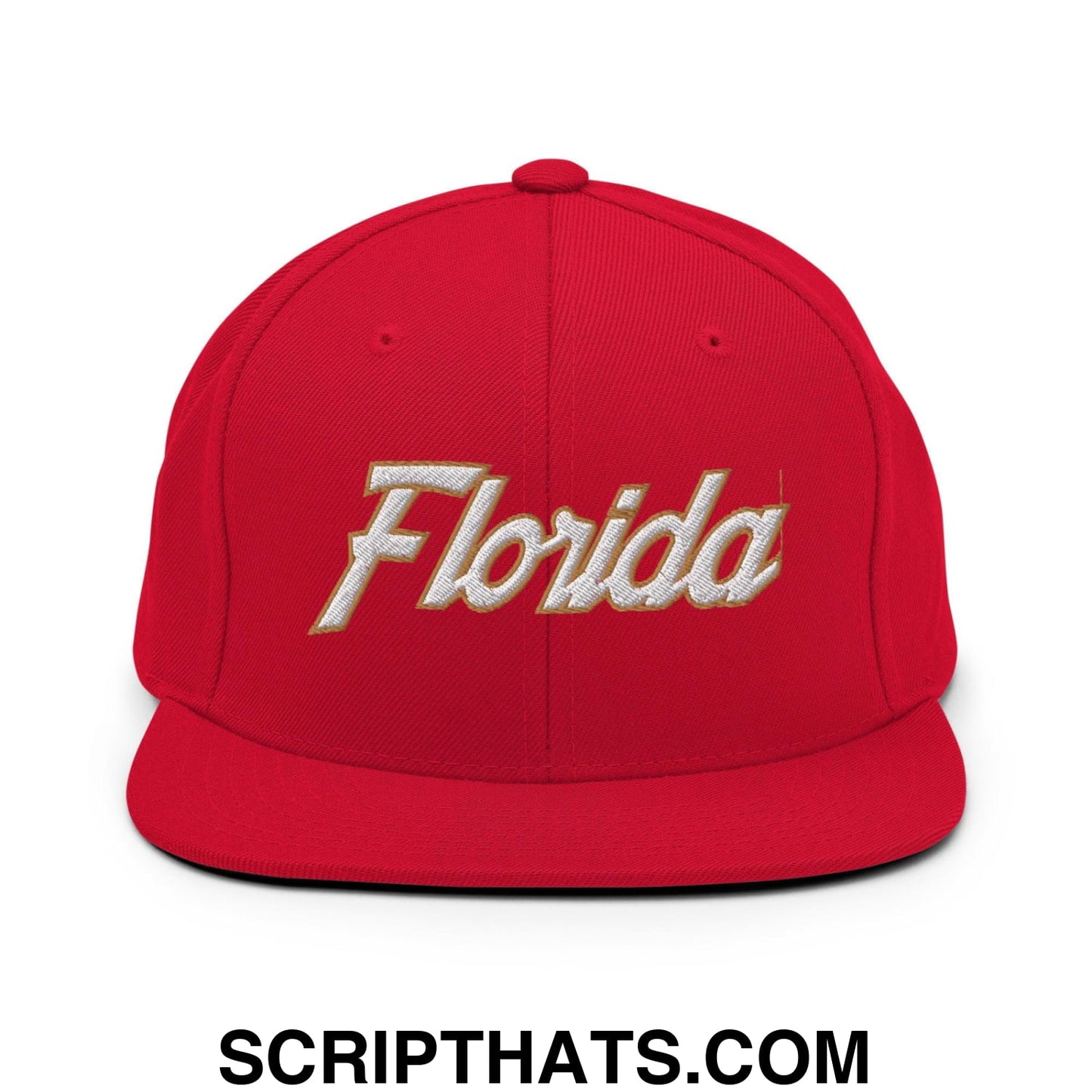 Florida Hockey IV Vintage Sports Script Snapback Hat Red