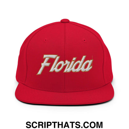 Florida Hockey IV Vintage Sports Script Snapback Hat Red