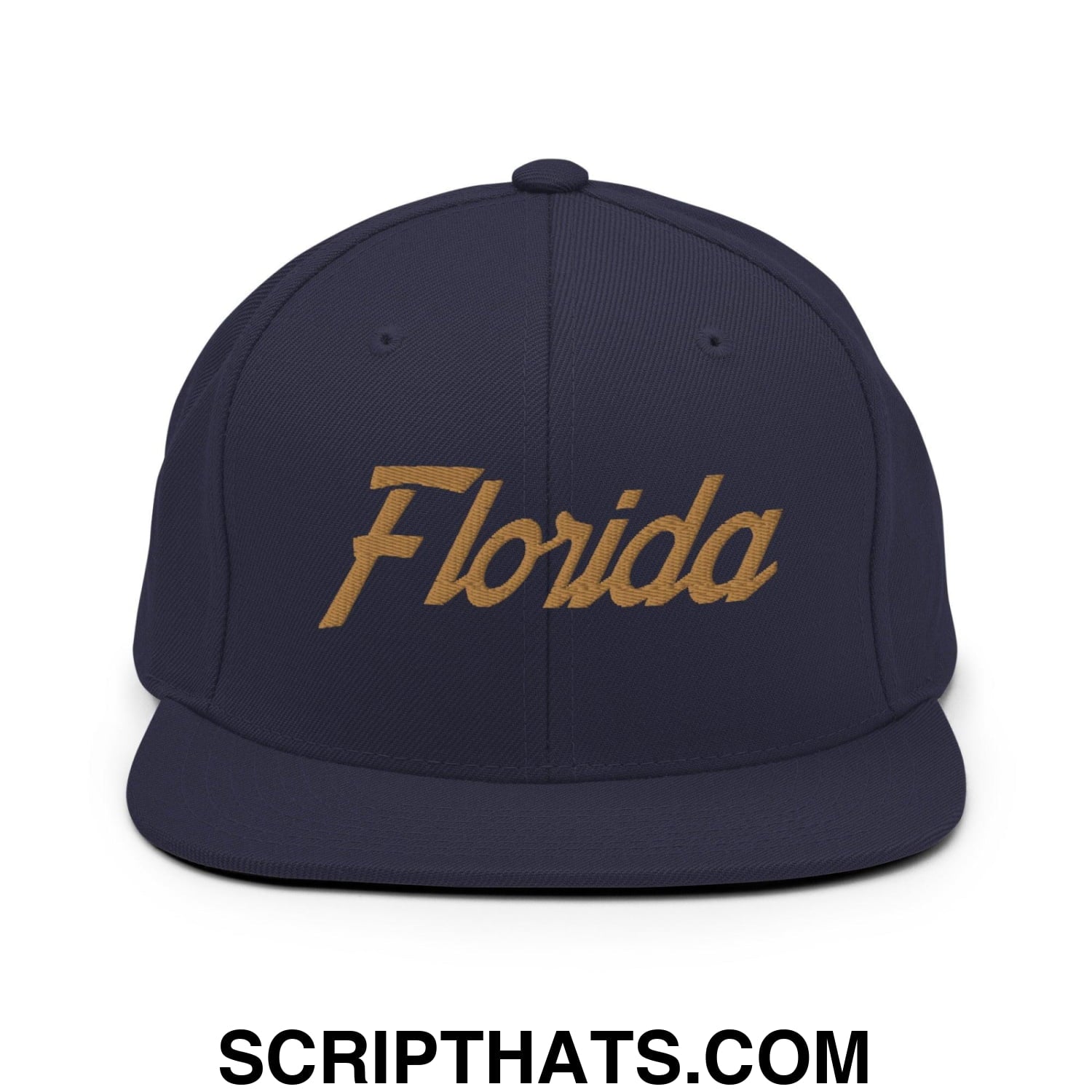 Florida Hockey V Vintage Sports Script Snapback Hat Navy