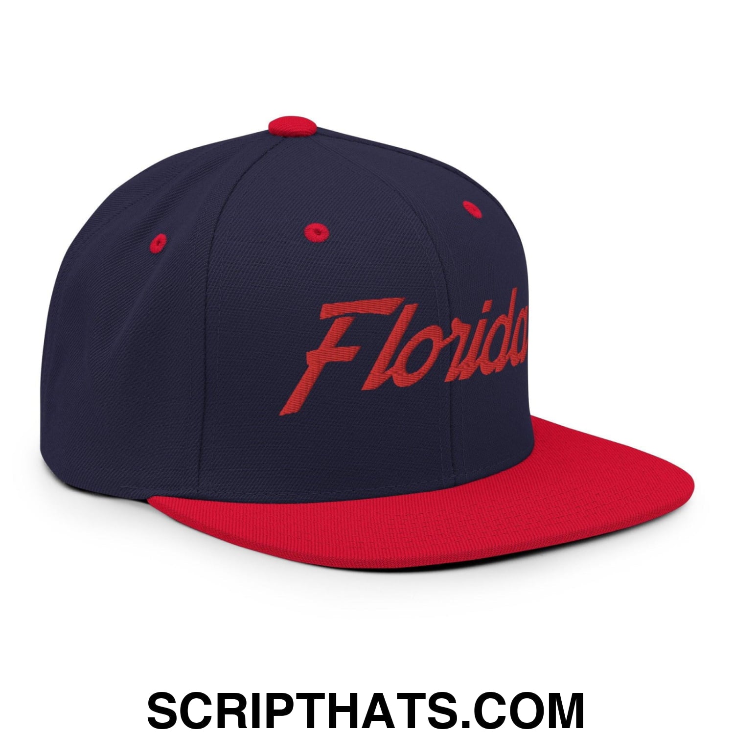 Florida Hockey Vintage Sports Script Snapback Hat Navy Red