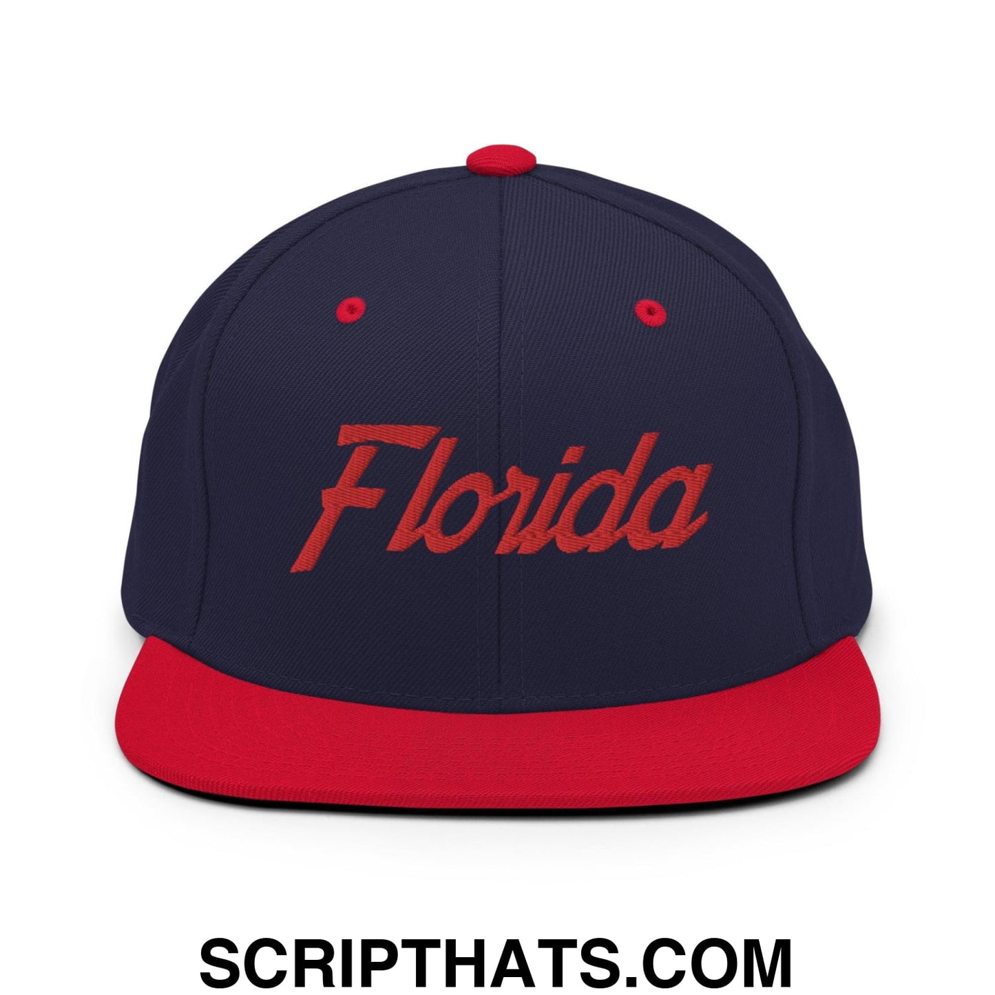 Florida Hockey Vintage Sports Script Snapback Hat Navy Red