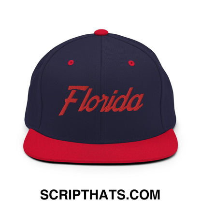 Florida Hockey Vintage Sports Script Snapback Hat Navy Red