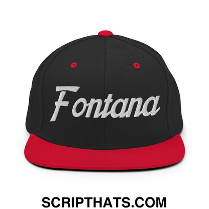 Fontana Script Snapback Hat Black Red