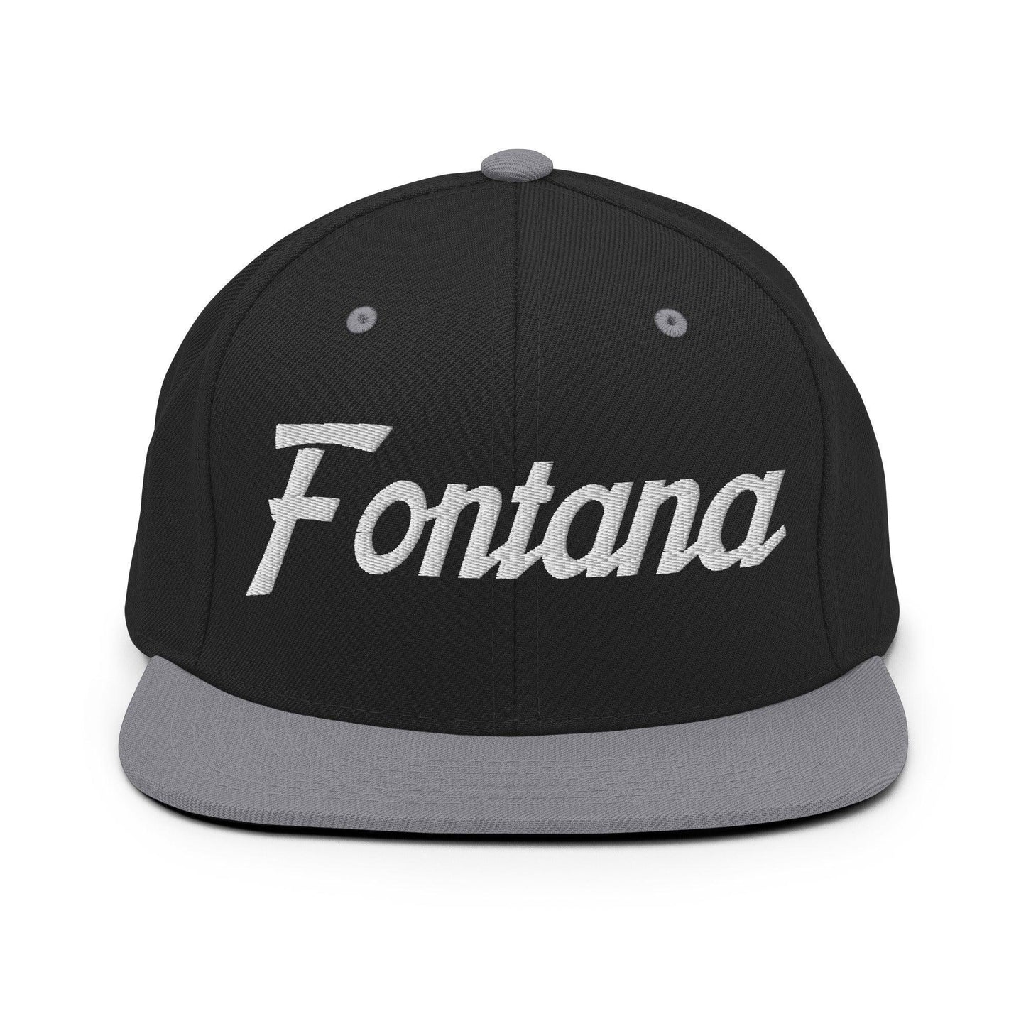 Fontana Script Snapback Hat Black/ Silver