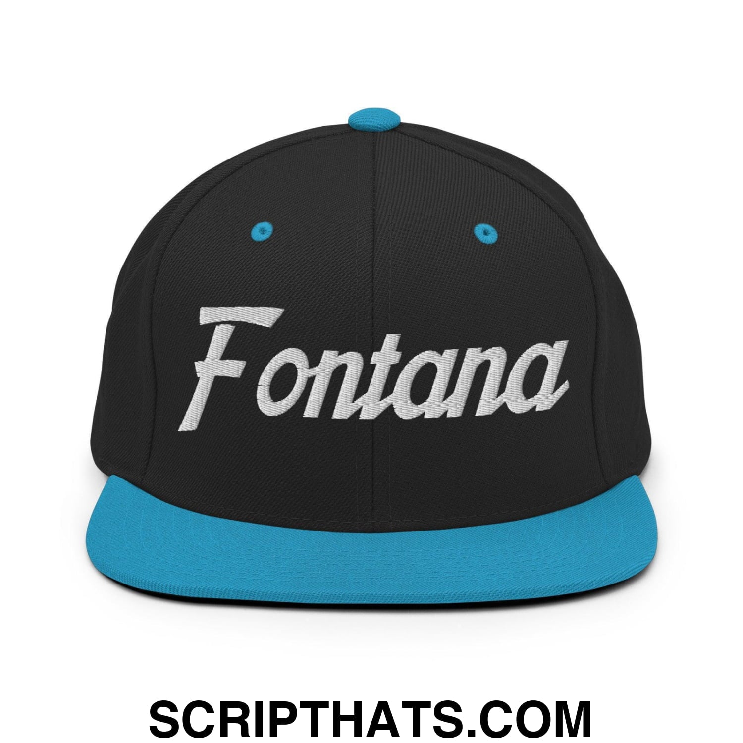 Fontana Script Snapback Hat Black Teal