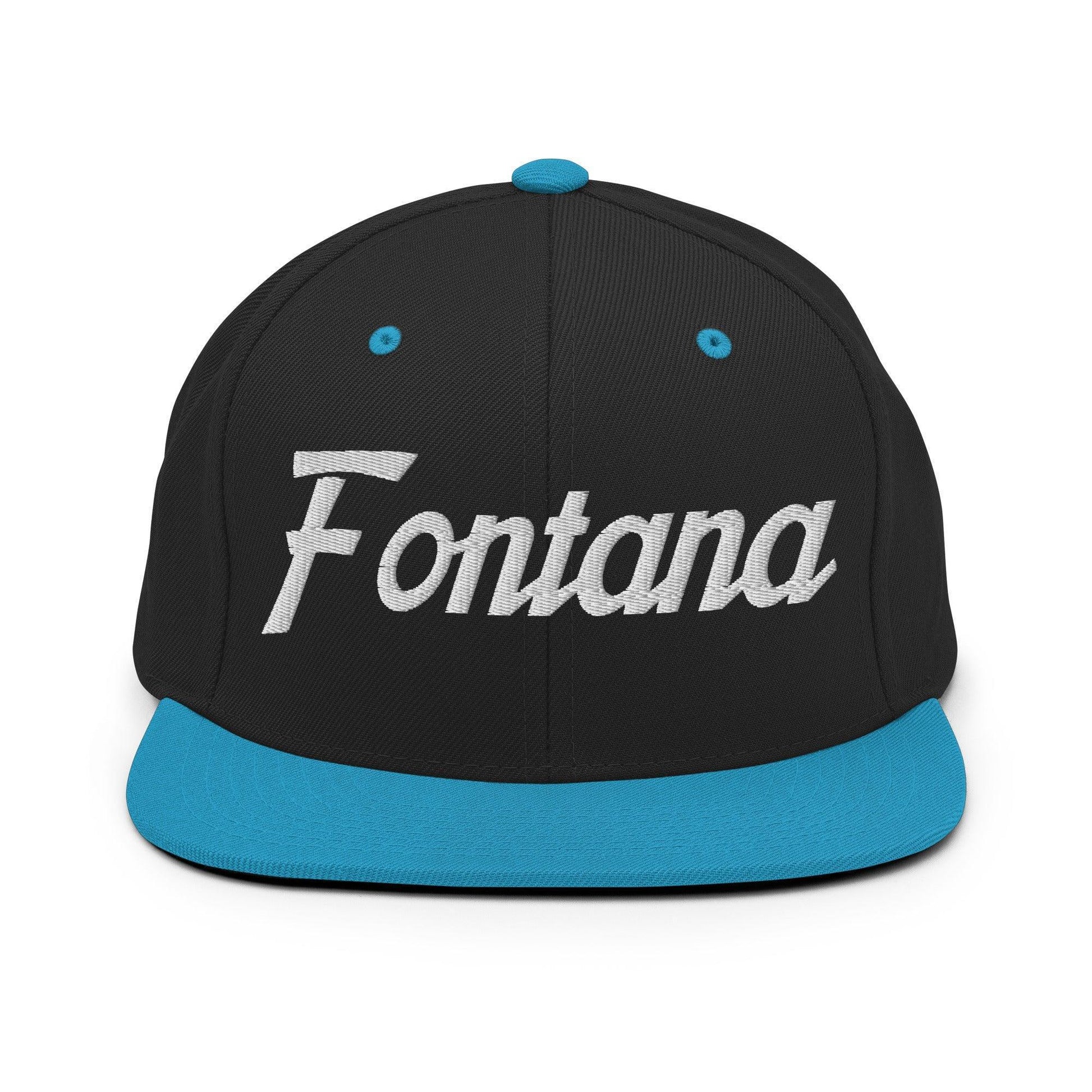 Fontana Script Snapback Hat Black/ Teal