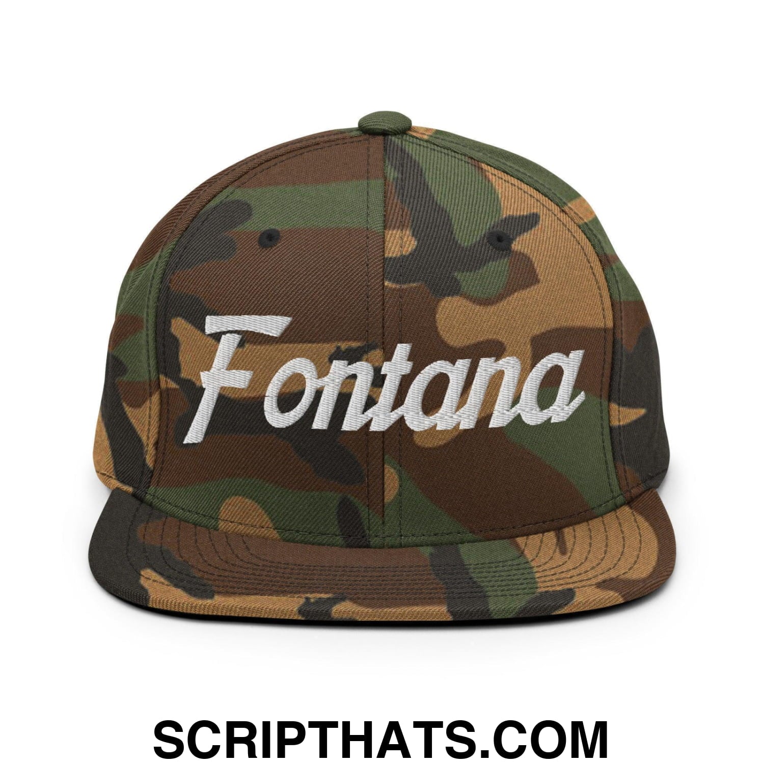 Fontana Script Snapback Hat Green Camo