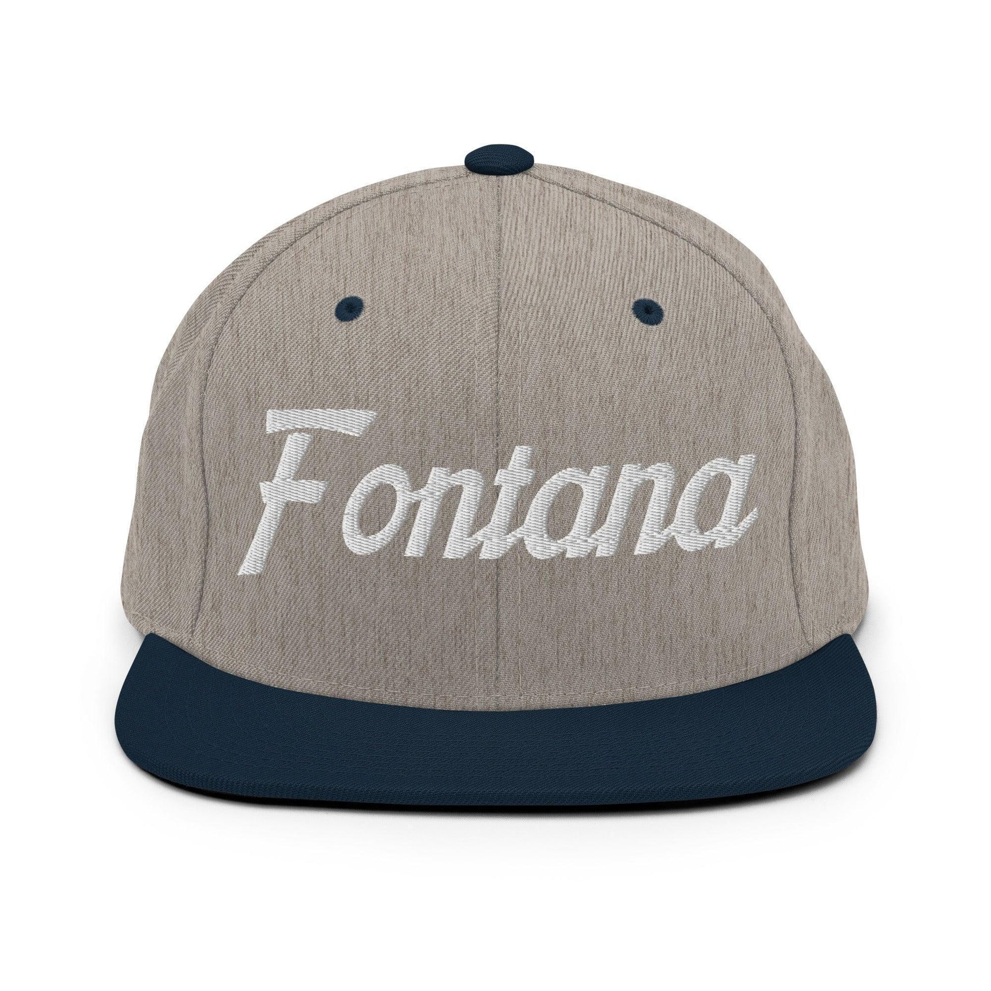 Fontana Script Snapback Hat Heather Grey/ Navy
