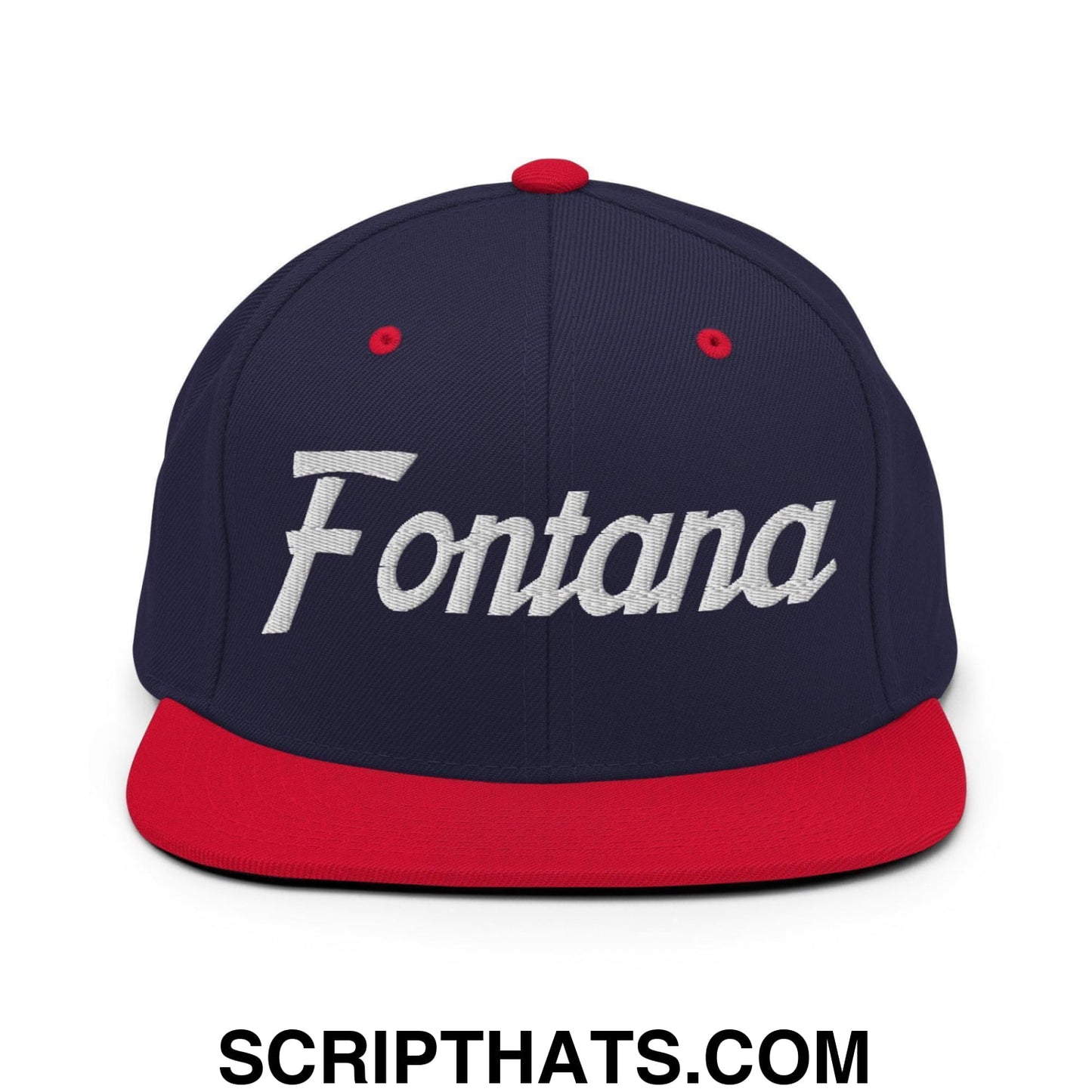 Fontana Script Snapback Hat Navy Red