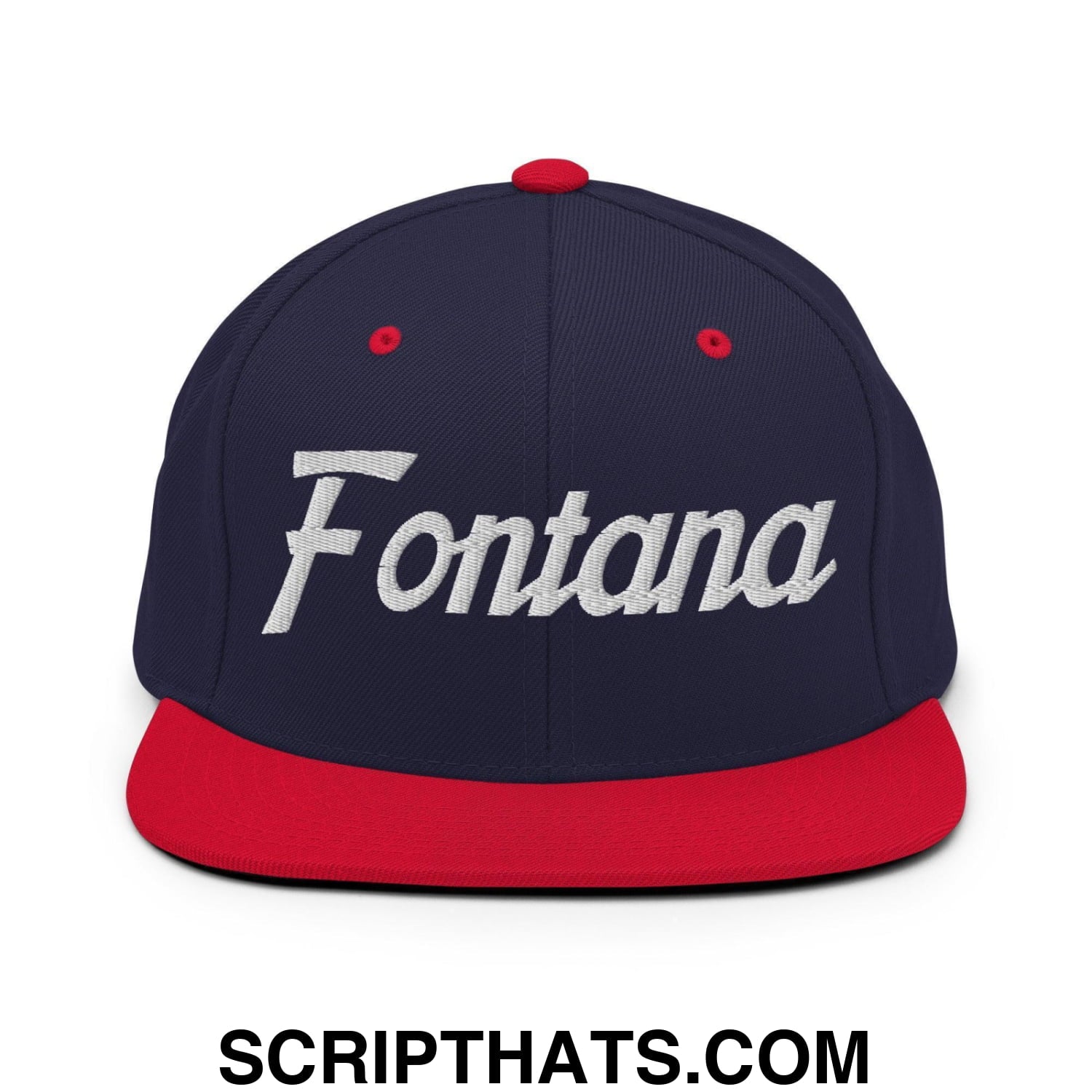 Fontana Script Snapback Hat Navy Red