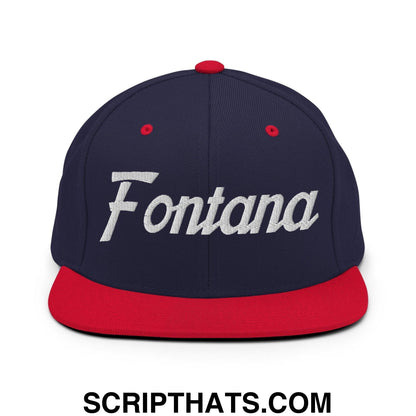 Fontana Script Snapback Hat Navy Red