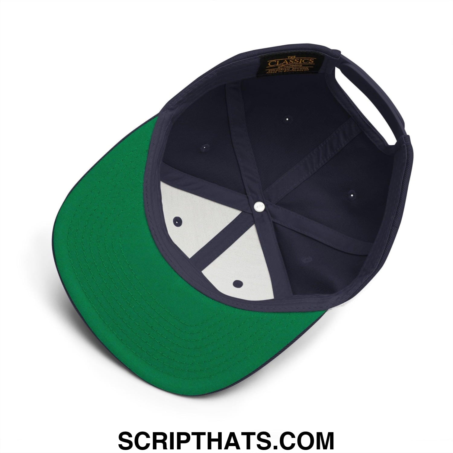 Forklift Certified Vintage Sports Script Embroidered Flat Bill Brim Snapback Hat Navy