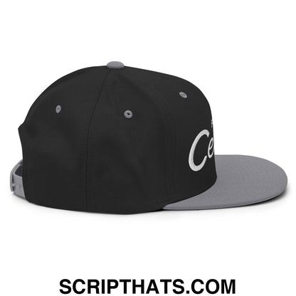Forklift Certified Vintage Sports Script Embroidered Flat Bill Brim Snapback Hat Black Silver