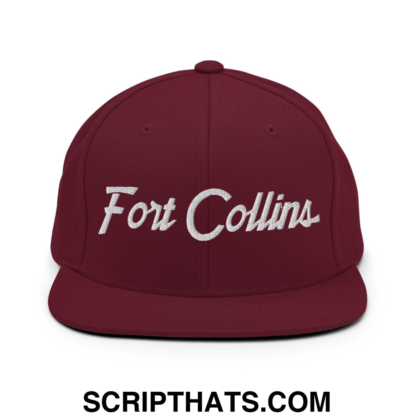 Fort Collins Script Snapback Hat Maroon