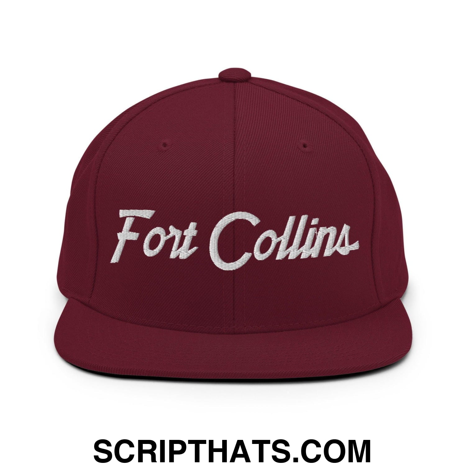 Fort Collins Script Snapback Hat Maroon