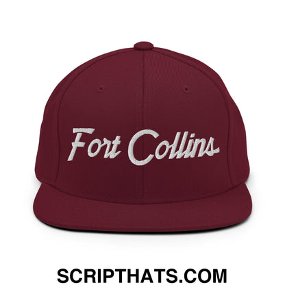 Fort Collins Script Snapback Hat Maroon
