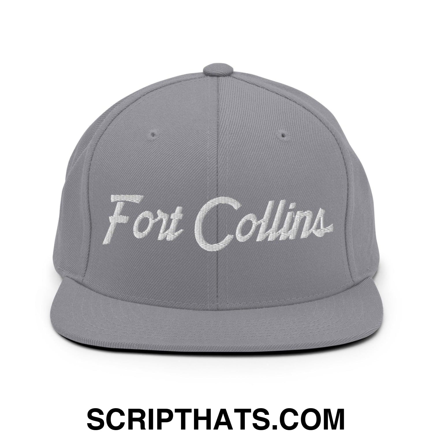 Fort Collins Script Snapback Hat Silver