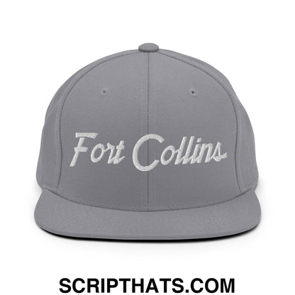 Fort Collins Script Snapback Hat Silver
