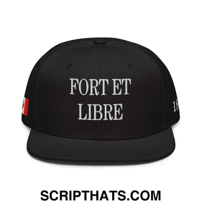 Fort et Libre Canada Strong and Free 1867 Flag Embroidered Flat Bill Brim Snapback Hat Black
